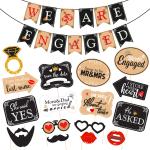 Zyozique Engagment Party Decoration kit - Engagement Party Banner & PhotoBooth Props (Pack Of 17)