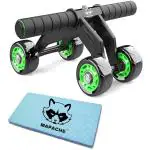 MAPACHE Automatic Rebound Ab Abdominal Exercise Roller Wheel - Core Strength Trainer Dual Wheel Design, Fitness Home Gym Exercise Tool for Abs, Core (Blue) (Black With Green)