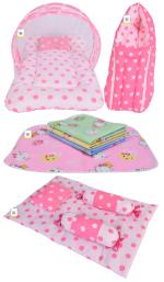 Toddylon New Born Baby Boy's & Baby Girl's Bedding Combo of Net Bed Sleeping Bag Gaddi Set & Sheets Sets
