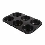 Zenker Carbon Steel with Non Sticks Coating Muffin Tray for 6 Muffins, Bakeware, Colour Black