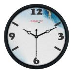 Random Beautiful Art 8 Inches Plastic Wall Cum Table Clock for Home / Office, (Black Frame)