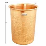 Prisha India Craft Pure Copper Embossed Design Glass,Capacity 300 ML