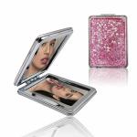 MAJESTIQUE Glitter Square Pocket Mirror, 1X/2X Magnifying Folding Mirror, Small Compact Mirror for Girls, Men, Women - Designs May Vary