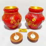 BHAKTI 2 SHAKTI MAKING WORSHIP SPECIAL - Handmade Designer Karwa with diya and ghee batti (2 karwa set) | Fancy karva kalash |karwa chauth | mitti ka karwa
