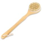 Scarlet Line Multipurpose Single Sided Long Wooden Handle Exfoliating Deep Cleaning Body Scrubber Bath Shower Round Brush with Soft and Stiff Bristles
