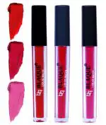 bq BLAQUE Matte Liquid Lip Gloss Combo of 3 Lipstick # 102-109-110 (12 ml, Red, Dark Pinkish Red, Soft Pink)