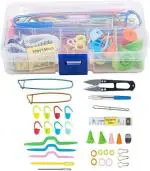 TREXEE Crochet Knitting Plastic Kit | Small Kit Include Soft Handle Crochet, Yarn Scissor, Sewing Needle, Twist Knitting Needle, Silicone Needle Cap, Tape for Measurement, Counter, Thimble Etc.