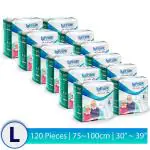 lyfcare Adult Pull -Up Pants Diapers ,Large-120 Pieces (Pack Of 12, Each 10 Pieces) , Waist Size (75-100 Cm | 30 -39 Inch)