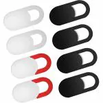 Gizga Essentials Red-Black-White Webcam Cover, Privacy Protector Webcam Cover Slide