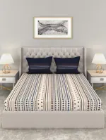 Trident Comfort Living 100% Cotton Double Bedsheet with 2 Pillow Covers Ayana Purple