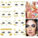 Maycreate Gold Lic Face Temporary Tattoo Stickers 8 Sheets Eye Makeup Freckle Glitter Gold Water Transfer - Azxo2-15Nfys6