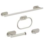 Plantex Stainless Steel Self Adhesive 16 inch Towel Holder/Napkin Holder/Paper Holder/Robe Hook for Bathroom/Bathroom Accessories - 4 Pcs Combo (Matt)