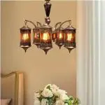 GAUVIK Unique Design 5 Light Jhoomar/Chandelier for Restaurant,Bedroom,Living Room,Home Decor Chandelier Ceiling Lamp.Golden Antique