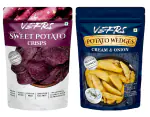VEFRS Combo of Sweet Potato Crisps-65GM-Potato Wedges-75GM-C4-PACK OF 15