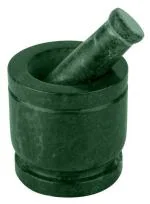 eGharonda INDIA Mortar and Pestle Set, Okhli, Kundi, Kharad, Spice Mixer, Spice Masher - 4 Inches - from Banks of Holy Narmada River Green Marble
