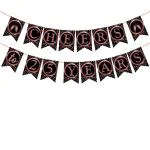 Zyozique 25th Birthday Decorations Banner - Cheers to 25 Years Banner