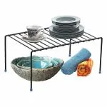 Plantex High Grade Stainless Steel Multipurpose Utensil Rack or Storage Shelves for Kitchen (Black)