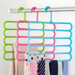 HZ HUZOYA Plastic 5 Layer Multipurpose Clothes Hanger, Wardrobe Storage Organizer Rack (Random Color)