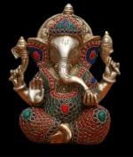 RITUALISTIC Brass Ganesha Idol Ganesh Statue Ganpati Murti Showpiece Hindu Elephant God Sculpture Vinayak Figurine for Gift Temple Home Decor Lord Ganapathi for Good Luck Gift