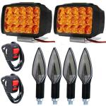 Eshopglee Square Auto 9 LED Fog Lamp and LED Fog Light and Bike and Car Headlight (pack of 4)
