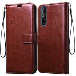 Tingtong Vintage Leather Finish Flip Cover for Vivo V15 Pro | Inside Pockets & Inbuilt Stand | Wallet Style Back Case | Magnet Closure (Brown)