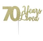 Festiko Glitter Gold 70 Years Loved Cake Topper For Birthday, Anniversary