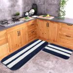 AFFORDABLE HUT NEAVY WHITE Microfiber Kitchen Floor Mat & Runner Set of 2 (40 x 60 & 40 x 120 cm) (AH-M-RNR-CMB-3)