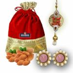 ShimNick | California Almonds In Velvet Silk Potli With 2 Designer Diyas And Diwali Hanging | Corporate Diwali Gifting | Gift For Employees, Relatives And Friends (1 Kg)