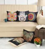 GoCose Home 16x16 Inch Set of 5 Decorative Cushion Pillow Covers for Sofa & Couch - Indoor Outdoor Home Decoration - Multicolor