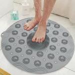 SHIV ONLINE STORE Round Silicon Bathroom Shower Mat | Bathroom Mat | Anti Bacterial Washable Shower Mat with Drain Holes Foot Scrubber for Bathroom Accessories (Multi Color, Pack of 1)