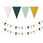 Festiko Sage Green Ivory Gold Pennant Banner, 2 Pack Glitter Paper Triangle Flags