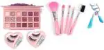 Hot Beauty Nude Eyeshadow Palette , Makeup Brushes, Eyelashes with Glue & Eyelash Curler (5 Items in the set)