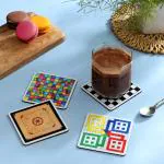 DULI Set of 4 MDF Square Games Printed Coasters 4x4 inch