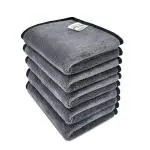 SOFTSPUN Microfiber Super Absorbent Cloth, 500 GSM 20X30 Cms 5 Piece Grey Silk Banded Edge Towel Set Extra Thick Microfiber Cleaning Cloths Perfect for Bike Auto Cars Both Interior and Exterior.