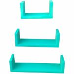 TFS sea green wall shelves U shape Wooden Wall Shelf (Number of Shelves - 3)