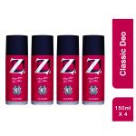 Z Men's Classic Deo, 150ml X 4, Woody, Musky Fragrance, Luxury deodorants, Prevents Odor, Refreshing Premium Aromatic Long lasting Perfume, Body Spray for Party, Office, Date (Pack of 4)