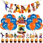 Zyozique Dragon Ball Z 1st Birthday Decorations Combo - Banner, Cake & Cup Cake Topper (Pack of 37)