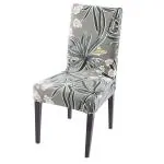 HOKIPO 140GSM Elastic Dining Table Chair Cover Set of 1, Frost Grey Marginata (AR-5131-D7*1)