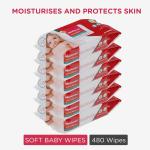 Morisons Baby Dreams Soft Cleansing Baby Wipes enriched with Aloe Vera and Vitamin E, 80s wipes Without Lid - Pack of 6 Without Lid
