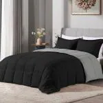 PumPum Grey and Black Microfiber Reversible King Size Comforter 100 inch x 90 inch