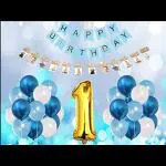 SV Traders Blue 1st Birthday Boy Decoration Total-56 Pcs