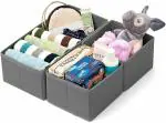 House of Quirk Set of 3 Storage Box Closet Dresser Drawer Organizer-Grey