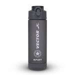 Vector X Plastic Sport Bottle with Time Marker Sipper, Straw and Carry Loop For cycling, exercise, gym,Fitness For Men, Women & Kids| Leak-Resistant (600 ml,Black)