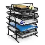 Aatmnivedi 5 Tier Metal Mesh File Desk Tray A4 Documents | Papers Letters folders Holder Desk Organizer for Home and Office with Slidable Compartments |||