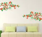 Lanstick Vinyl Multicolor Ariel Roots With Flower Self Adhesive Wall Sticker - 32 inch