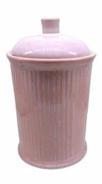CasaTrunk Non-airtight Pink Ceramic Kitchen Canister with Lid