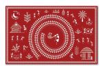 Tamatina Multicolor Warli Art Night Life In A Village Unframed Art Canvas Painting - 36X24 Inch