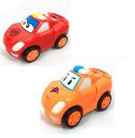 Enorme Unbreakable Mini Multicolored Pull Back Racing Converting Car to Robot Friction Car toy Pack of 2 - Color May Vary