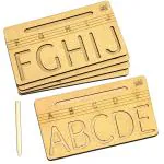 Mini Leaves Multicolor Wood English Alphabet Tracing Board With 2 Dummy Pencils For 3 Plus Kids (Pieces Of 5)