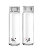 YASHODEEP PLASTIC H2O Sodalime Glass Fridge Water Bottle with Plastic Cap ( Set Of 2 - Grey )